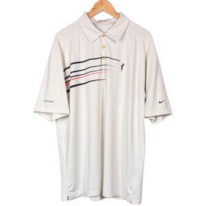 NIke Golf Polo Shirt Mens Fit‎ Dry Black/Red Stripes "Spanish Bay" XL Activewear